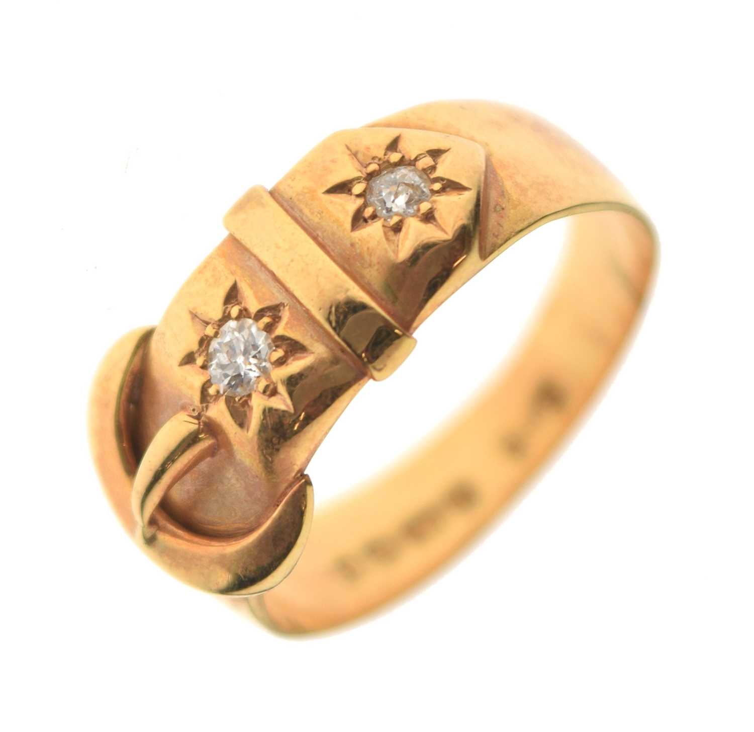 Lot 12 - Edwardian 18ct gold diamond set buckle ring