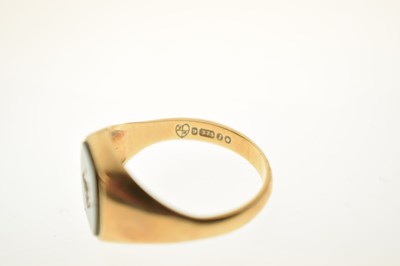 Lot 30 - Two black onyx 9ct gold signet rings