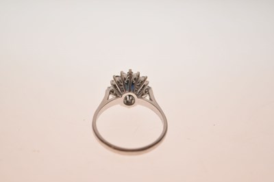 Lot 8 - Sapphire and diamond 18ct white gold cluster ring