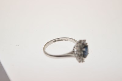 Lot 8 - Sapphire and diamond 18ct white gold cluster ring