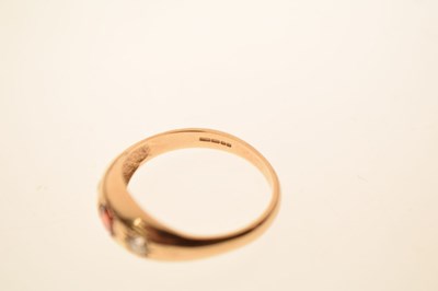 Lot 22 - 9ct gold three-stone gypsy ring and a gypsy set ring (2)