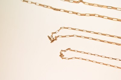Lot 89 - Three 9ct gold brick link necklaces