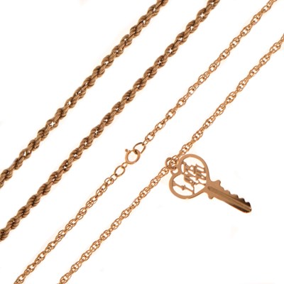 Lot 95 - 9ct gold rope link necklace etc (2)