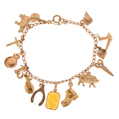 Lot 120 - 9ct gold charm bracelet