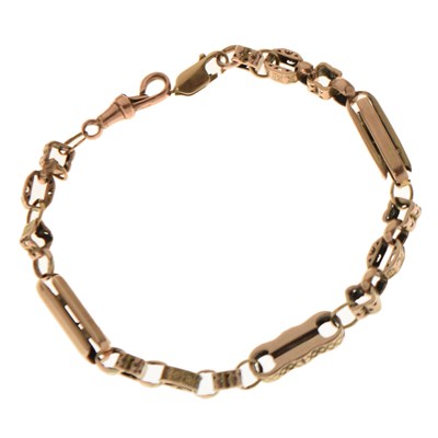 Lot 117 - Antique yellow metal 'stars and bars' box link bracelet (a/f)