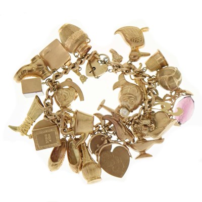 Lot 121 - 9ct gold charm bracelet