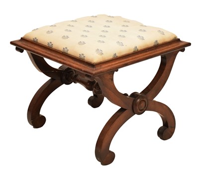 Lot 596 - Early Victorian x-frame rosewood stool