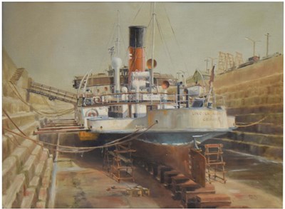 Lot 485 - Colin Verity (1924-2011) - Oil on board - PS Lincoln Castle Ferry