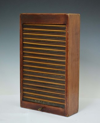 Lot 591 - Early 20th century tambour front mahogany cabinet