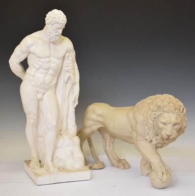 Lot 285 - Large plaster model of the Farnese Hercules, plus model of a lion of St Mark's