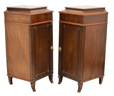 Lot 567 - Pair of 19th century mahogany pedestal cabinets