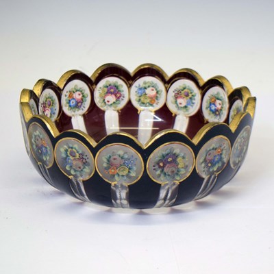 Lot 384 - Bohemian ruby flash and cut glass bowl