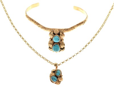 Lot 80 - Native 'American Indian' torque bangle and matching pendant