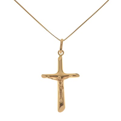 Lot 75 - Yellow metal Corpus Christi pendant and chain