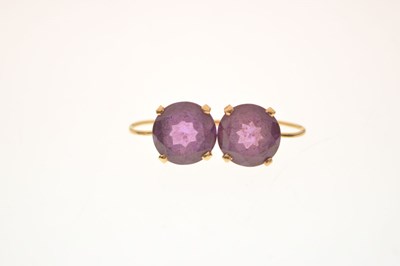Lot 27 - Synthetic sapphire dress ring and pair of earrings