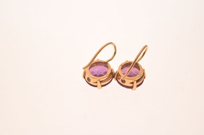 Lot 27 - Synthetic sapphire dress ring and pair of earrings