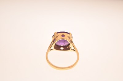 Lot 27 - Synthetic sapphire dress ring and pair of earrings
