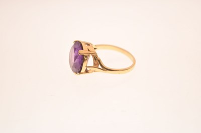 Lot 27 - Synthetic sapphire dress ring and pair of earrings