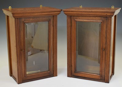 Lot 590 - Pair of mahogany diminutive wall hanging display cabinets