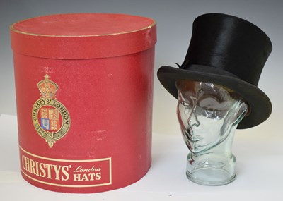 Lot 265 - Vintage black silk top hat, in a Christys' London Hats card box