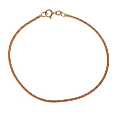 Lot 108 - Yellow metal snake link bracelet