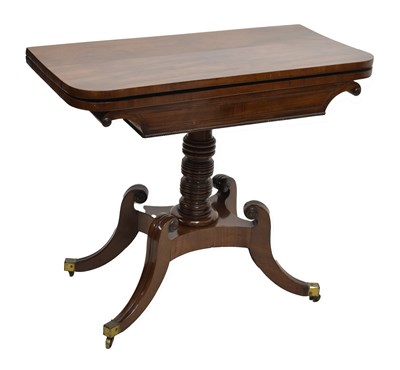 Lot 575 - 19th century mahogany fold over card table