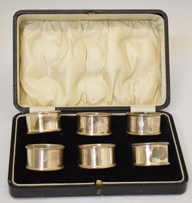 Lot 188 - Set of six George V silver napkin rings