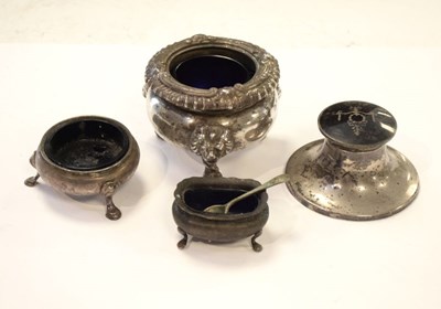 Lot 126 - Quantity of silver salts, capstan inkwell, etc