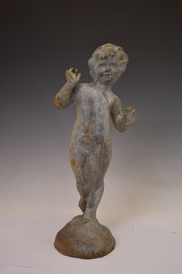 Lot 625 - Garden cast iron statue of classical cherub figure