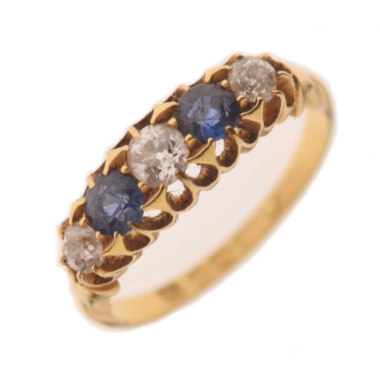 Lot 6 - Edwardian sapphire and diamond five-stone 18ct gold ring