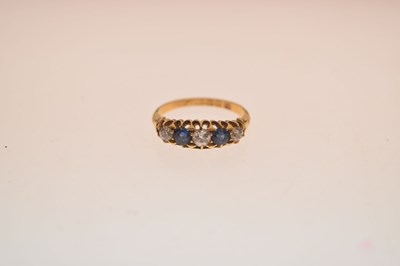 Lot 6 - Edwardian sapphire and diamond five-stone 18ct gold ring