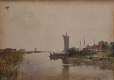 Lot 500 - Thomas Bush Hardy (1882-1897) - Watercolour - 'Near Lincoln'