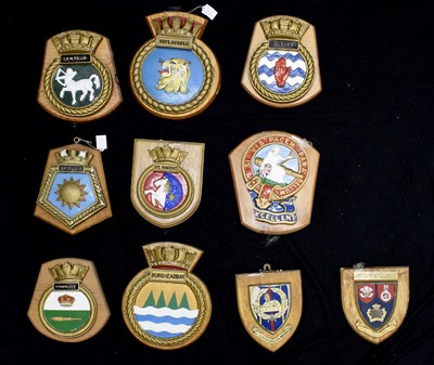 Lot 326 - Collection of wooden mounted ships crests