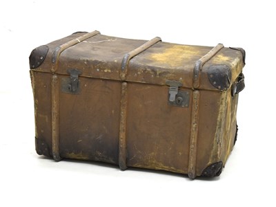 Lot 322 - Early 20th century canvas and pine bound trunk