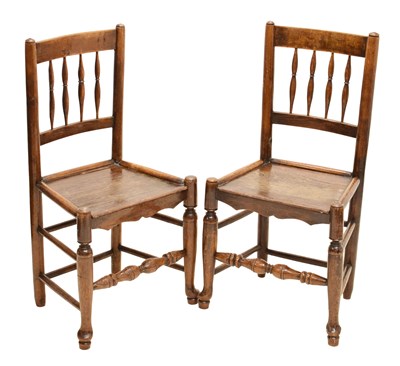 Lot 614 - Pair of early 19th century oak Lancashire chairs