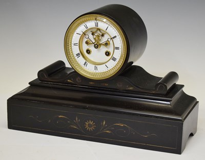 Lot 550 - Late 19th century French black marble drumhead clock