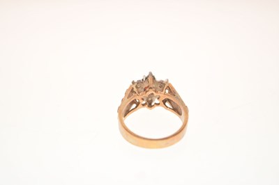 Lot 5 - 9ct gold garnet and diamond cluster ring