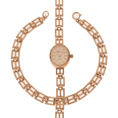 Lot 175 - Genève - Lady's 9ct gold cased bracelet watch and 9ct bracelet
