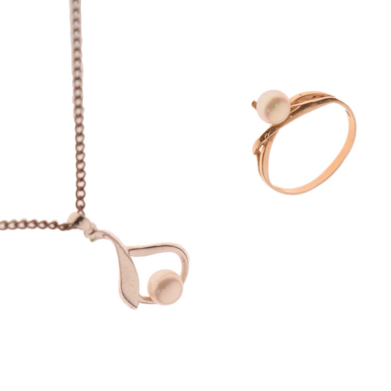 Lot 78 - Mikimoto cultured pearl silver pendant necklace and a cultured pearl ring