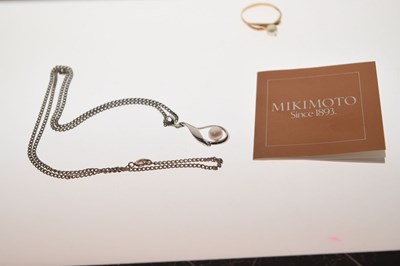 Lot 78 - Mikimoto cultured pearl silver pendant necklace and a cultured pearl ring