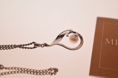 Lot 78 - Mikimoto cultured pearl silver pendant necklace and a cultured pearl ring