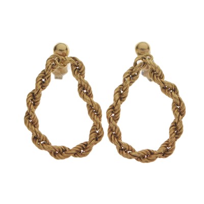 Lot 130 - Pair of yellow metal earrings
