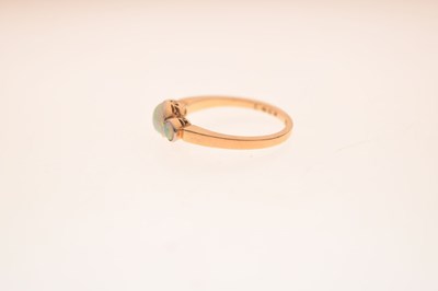 Lot 18 - Yellow metal opal three stone ring