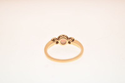 Lot 18 - Yellow metal opal three stone ring