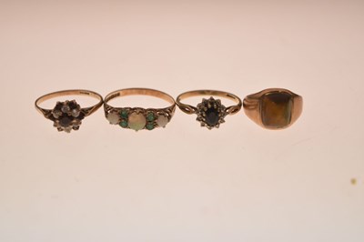 Lot 26 - Four 9ct gold gem set rings