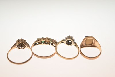 Lot 26 - Four 9ct gold gem set rings