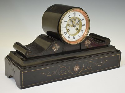 Lot 548 - Late 19th century French black marble drumhead clock