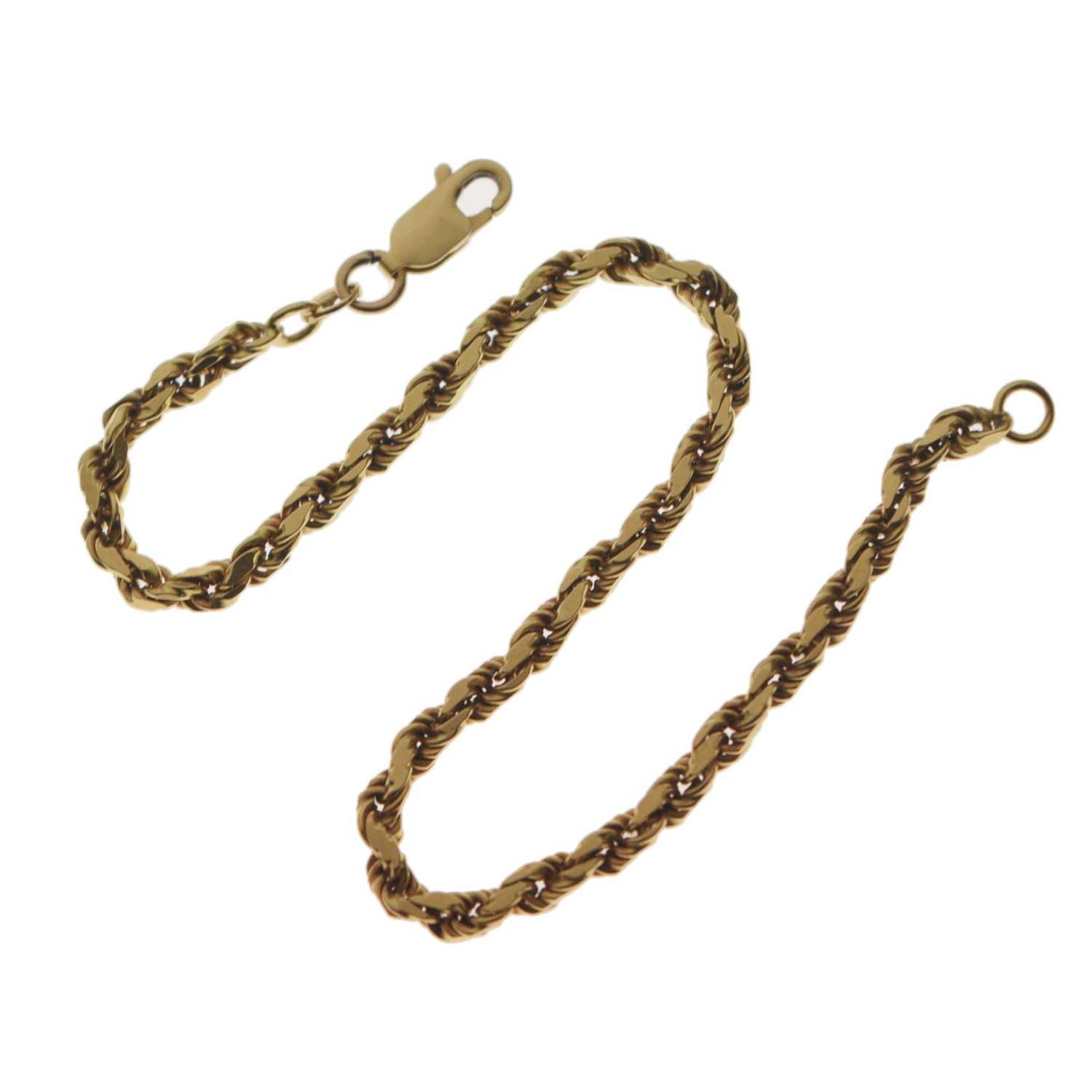 Lot 80 - 18ct yellow metal rope link bracelet