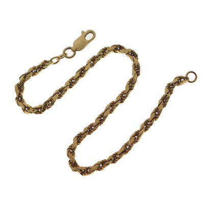 Lot 80 - 18ct yellow metal rope link bracelet