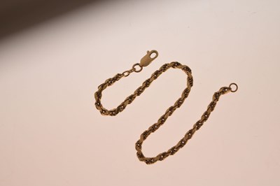 Lot 80 - 18ct yellow metal rope link bracelet